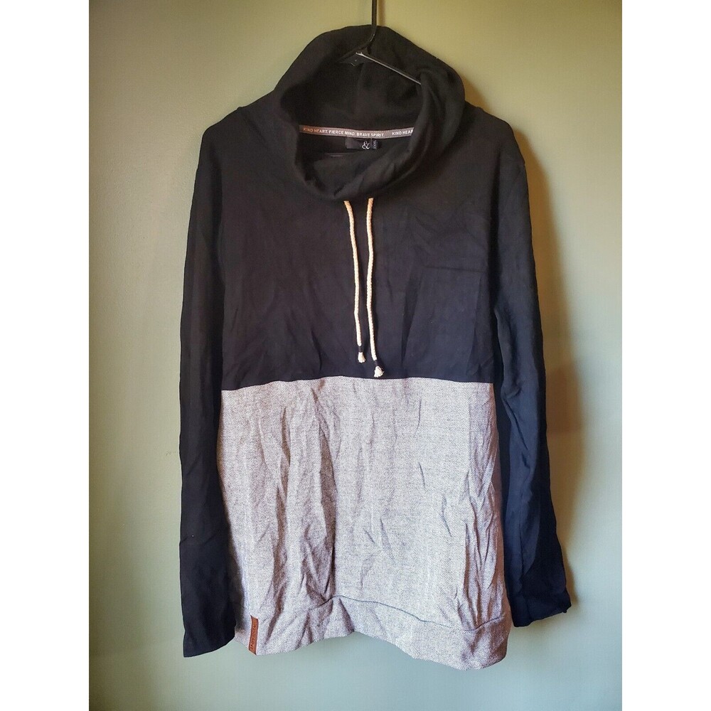 NWT Ampersand Avenue Women's Cowl Neck Pullover XXXL No Pocket Black Herringbone